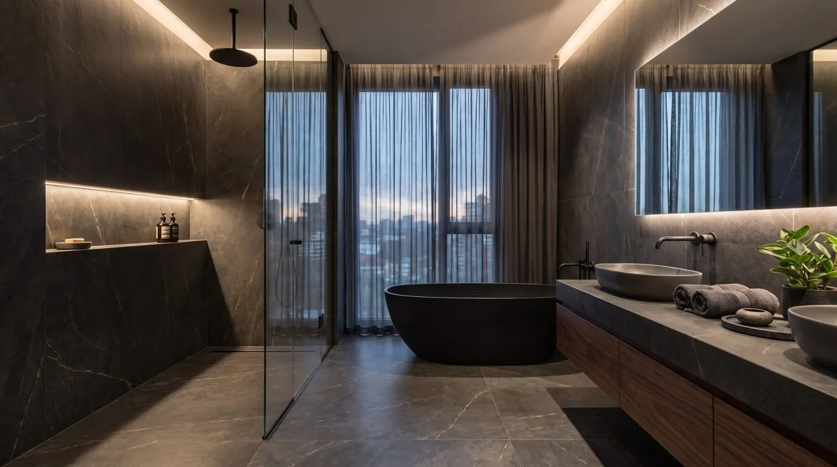 Bad mit freistehender Wanne